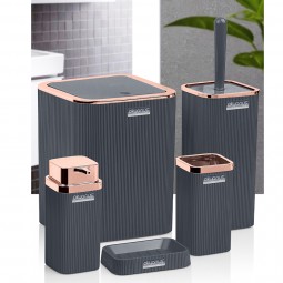 Stella Bathroom Set (5 Pcs) Rose - Anthracite