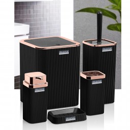 Stella Bathroom Set (5 Pcs) Rose - Black