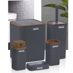 Stella Bathroom Set (5 Pcs) Wooden - Anthracite