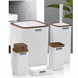 Stella Bathroom Set (5 Pcs) Wooden - White