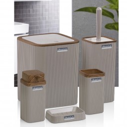 Stella Bathroom Set (5 Pcs) Wooden - Brown