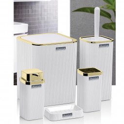 Stella Bathroom Set (5 Pcs) Gold - White