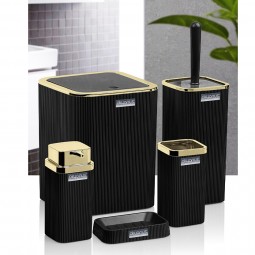 Stella Bathroom Set (5 Pcs) Gold - Black