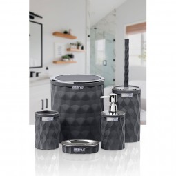 Diamond Bathroom Set (5 Pcs) Chrome - Anthracite