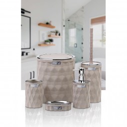 Diamond Bathroom Set (5 Pcs) Chrome - Brown