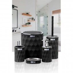 Diamond Bathroom Set (5 Pcs) Chrome - Black