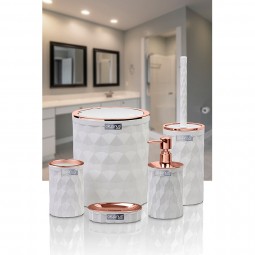 Diamond Bathroom Set (5 Pcs) Rose - White