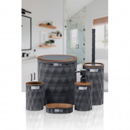 Diamond Bathroom Set (5 Pcs) Wooden - Anthracite