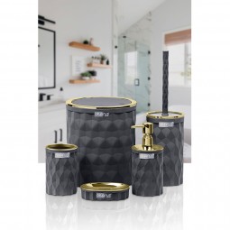 Diamond Bathroom Set (5 Pcs) Gold - Anthracite