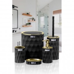 Diamond Bathroom Set (5 Pcs) Gold - Black