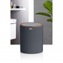 Striped Round Trash Can - Wooden