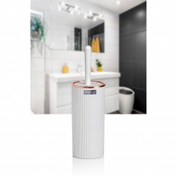 Striped Round Toilet Brush  & Holder - Rose