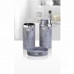 Round Marble Design Chrome Bathroom Set (3 Pcs)