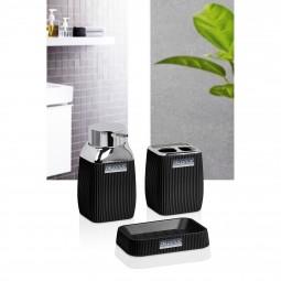 Striped Square Bathroom  Set (3 Pcs) - Chrome