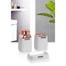 Striped Square Bathroom  Set (3 Pcs) - Rose