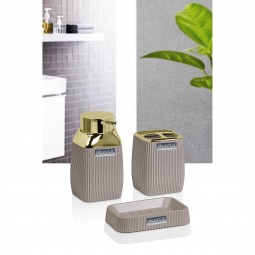 Striped Square Bathroom  Set (3 Pcs) - Gold
