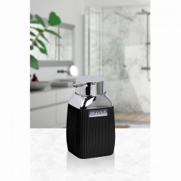 Striped Square Soap  Dispenser - Chrome