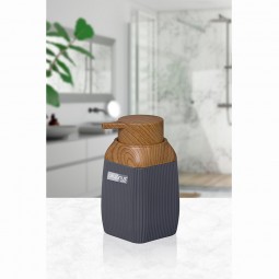 Striped Square Soap Dispenser - Wooden