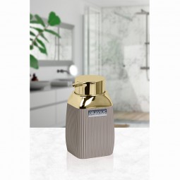 Striped Square Soap Dispenser - Gold