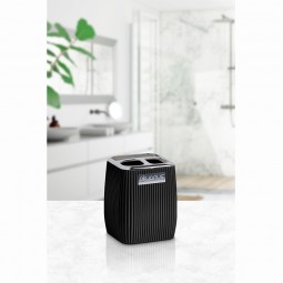 Striped Square Toothbrush  Holder - Chrome