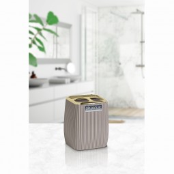 Striped Square Toothbrush Holder  Brown - Gold