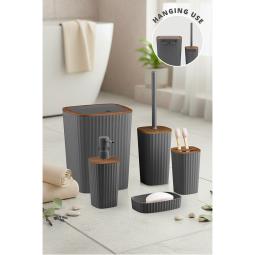 Safir Bathroom Set (5 pcs) / Wooden / Anthracite