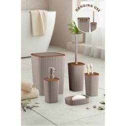 Safir Bathroom Set (5 pcs) / Wooden / Brown