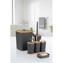 Safir Bathroom Set 6 Pcs / Bamboo / Anthracite