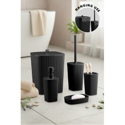 Safir Bathroom Set (5 pcs) / Black