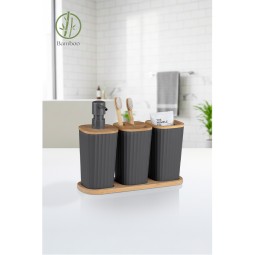 Safir Bathroom Set 3 Pcs / Bamboo / Anthracite