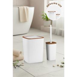 Safir Bathroom Set 2 Pcs  / Wooden-White