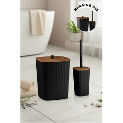 Safir Bathroom Set 2 Pcs  / Wooden-Black