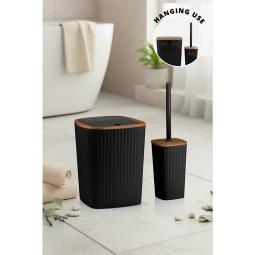 Safir Bathroom Set 2 Pcs  / Wooden-Black