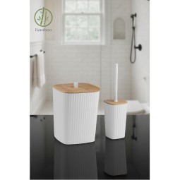 Safir Bathroom Set 2 Pcs / Bamboo / White