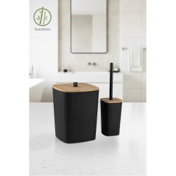 Safir Bathroom Set 2 Pcs / Bamboo / Black