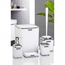 Double Layer Square Bathroom Set (5 Pcs) Chrome - White