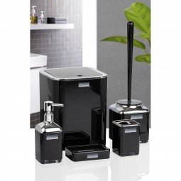 Double Layer Square Bathroom Set (5 Pcs) Chrome - Black