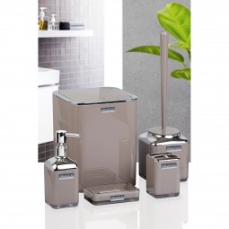 Double Layer Square Bathroom Set (5 Pcs) Chrome - Brown