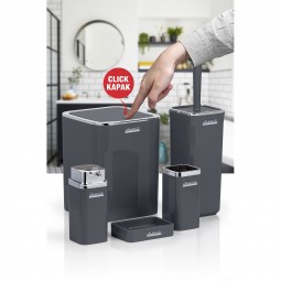 Square Bathroom Set (5 Pcs) Chrome - Anthracite