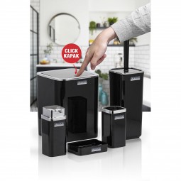 Square Bathroom Set (5 Pcs) Chrome - Black