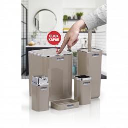 Square Bathroom Set (5 Pcs) Chrome - Brown