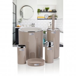 Round Bathroom Set (5 pcs) Chrome - Brown