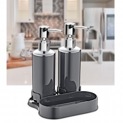 Double Soap Dispenser With Organizer Anthracite