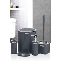 Double Layer Round Bathroom Set (5 Pcs) Chrome - Anthracite