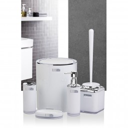 Double Layer Round Bathroom Set (5 Pcs) Chrome - White