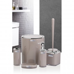 Double Layer Round Bathroom Set (5 Pcs) Chrome - Brown