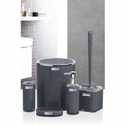 Double Layer Round Bathroom Set (5 Pcsa) - Anthracite