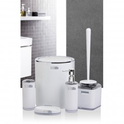 Double Layer Round Bathroom Set (5 Pcs) - White