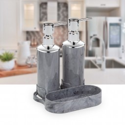 Marble Design Chrome Double Soap Dispenser