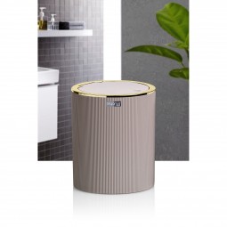 Striped Round Trash Can - Gold